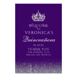 Pôster Símbolo de boas-vindas da Quinceanera com brilho p