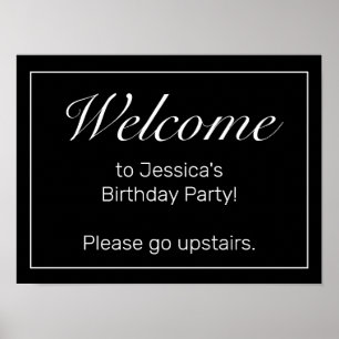 Poster Símbolo de Boas-vindas do Birthday Branco Moderno