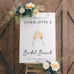 Poster Símbolo de boas-vindas do Bridal Modern Brunch<br><div class="desc">Bem-vindos aos seus convidados a um brunch moderno com o nosso "moderno Bridal Brunch Sinal de Boas-vindas." Esse sinal minimalista apresenta caligrafia branca e preta e um design de flauta chic champagne, perfeito para uma celebração de primavera ou verão. Irá adicionar um toque de sofisticação ao seu sinal de boas-vindas...</div>