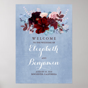 Poster Símbolo de boas-vindas do Burgundy e do Casamento 