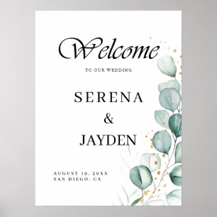 Poster Símbolo de Boas-vindas do Casamento Eucalyptus Mod
