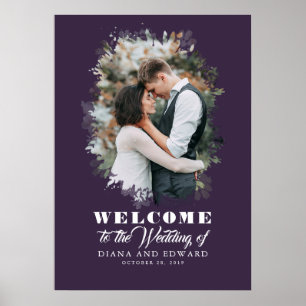 Poster Símbolo de boas-vindas do casamento romântico roxo