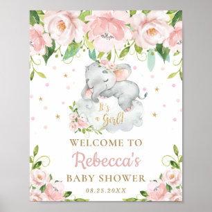 Poster Símbolo de Boas-vindas do Chá de fraldas Floral 