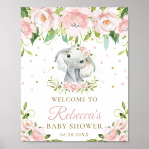 Poster Símbolo de Boas-vindas do Chá de fraldas Floral 