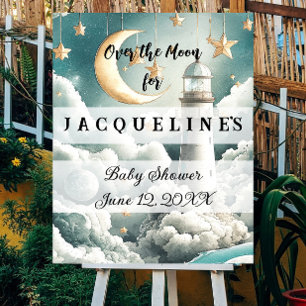 Poster Símbolo de Boas-vindas do Chá de fraldas Moon e Nu