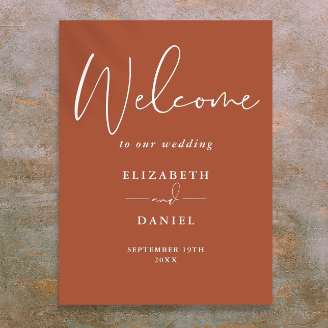 Poster Símbolo de Boas-vindas do Elegante Moderno Terraco (Elegant Modern Terracotta Wedding Welcome Sign)