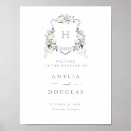 Poster Símbolo de boas-vindas do Floral Blue Hydrangea Cr