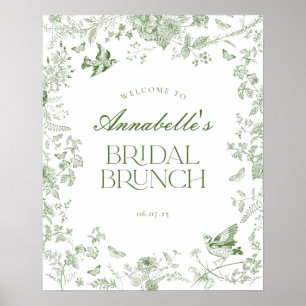 Poster Símbolo de boas-vindas do Green Toile Jouy Floral