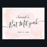 Poster Símbolo de boas-vindas do Watercolor Pink x Dourad<br><div class="desc">Este símbolo de boas-vindas chic e elegante bat mitzvah apresenta um fundo branco com pinceladas cor-de-rosa pinceladas em aquarela e dourados falsos. Personalize-o para as suas necessidades. Você pode encontrar mais produtos correspondentes na minha loja.</div>