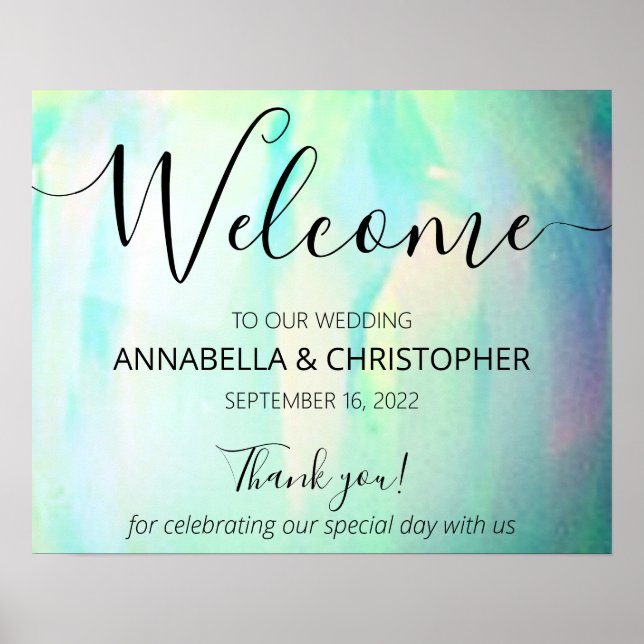 Poster Símbolo de Boas-vindas Moderno Opal Elegante (Frente)