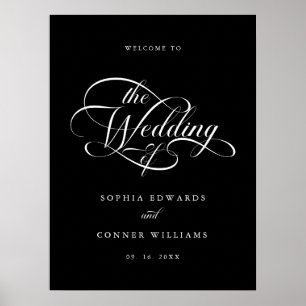 Poster Símbolo de Boas-vindas Negra para Script Elegante