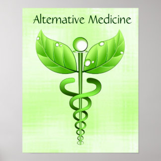 Pôster Símbolo de Caduceus da Medicina Verde-Alternativo 