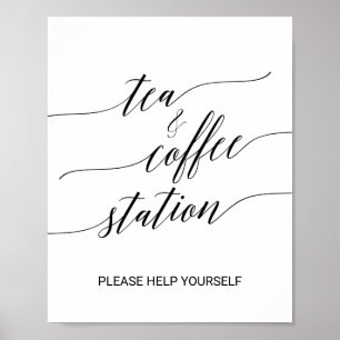 Poster Símbolo de café e chá preto elegante
