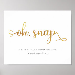 Poster Símbolo de casamento da hashtag de "Oh Snap" Dour