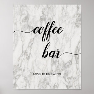 Poster Símbolo de Casamento de Bar de Café, Script de Cal