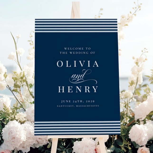 Poster Símbolo de Casamento de Greve Azul Costeira Elegan (Criador carregado)