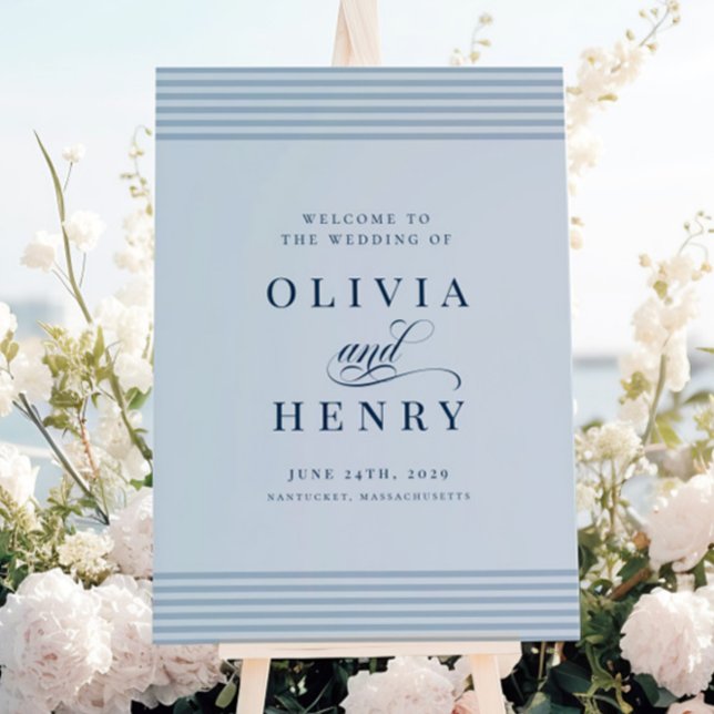 Poster Símbolo de Casamento de Greve Azul Costeira Elegan (Criador carregado)