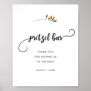 Poster Símbolo de casamento do bar do pretzel de flor sel
