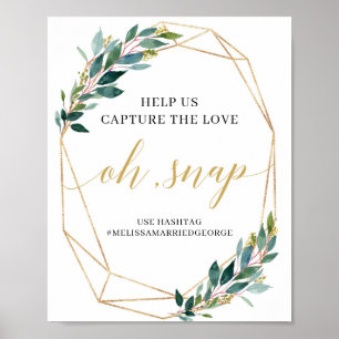 Poster Símbolo de casamento do snap-boho verde de ouro d
