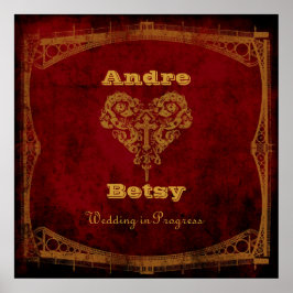 Pôster Símbolo de Casamento em Andamento Vitoriano Steamp