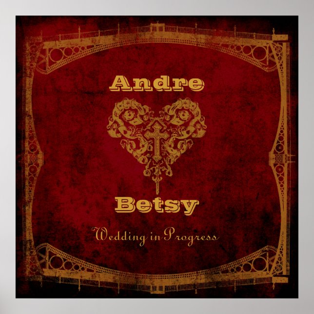 Pôster Símbolo de Casamento em Andamento Vitoriano Steamp (Frente)