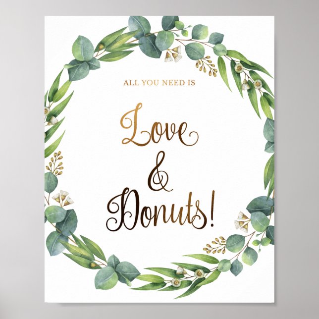 Poster Símbolo de casamento Eucalyptus para rosquinhas (Frente)