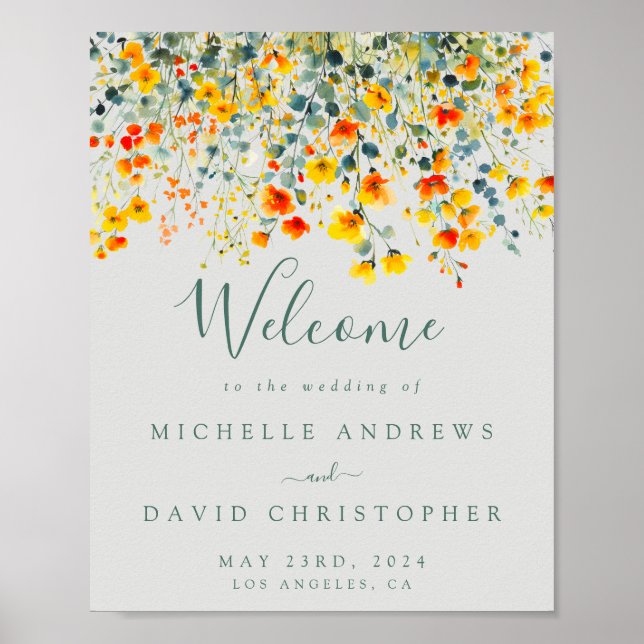 Poster Símbolo de Casamento Floral da Bold Watercolor (Frente)