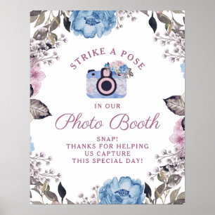 Poster Símbolo de Casamento Floral de Foto Booth em Símbo