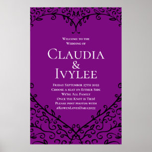 Poster Símbolo de cerimônia de Rosa gótica em roxo e pret