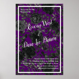 Poster Símbolo de cerimônia de Rosa gótica em roxo e pret