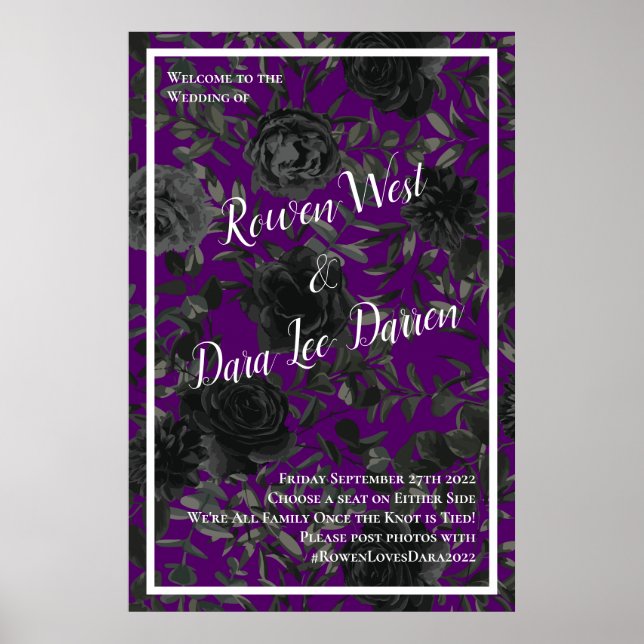 Poster Símbolo de cerimônia de Rosa gótica em roxo e pret (Frente)