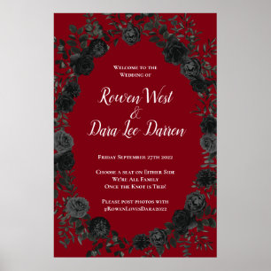 Poster Símbolo de cerimônia de Rosa gótica vermelha e