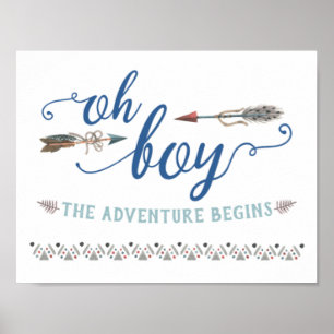 Poster Símbolo de Chá de fraldas Boho Oh Boy Tribal