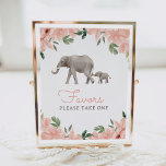 Poster Símbolo de Chá de fraldas de Elefante Floral<br><div class="desc">Convide amigos e família para fazer um favor no seu chá de fraldas com este símbolo temático do elefante floral.</div>