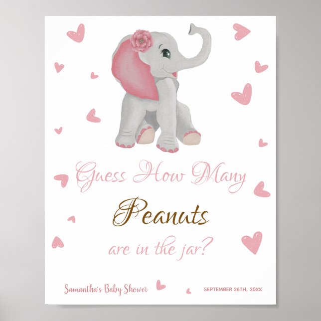 Poster Símbolo de Chá de fraldas de Elefante Rosa-Cento (Frente)