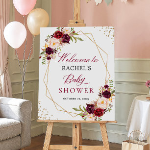 Poster Símbolo de Chá de fraldas de Quadro Dourado Floral