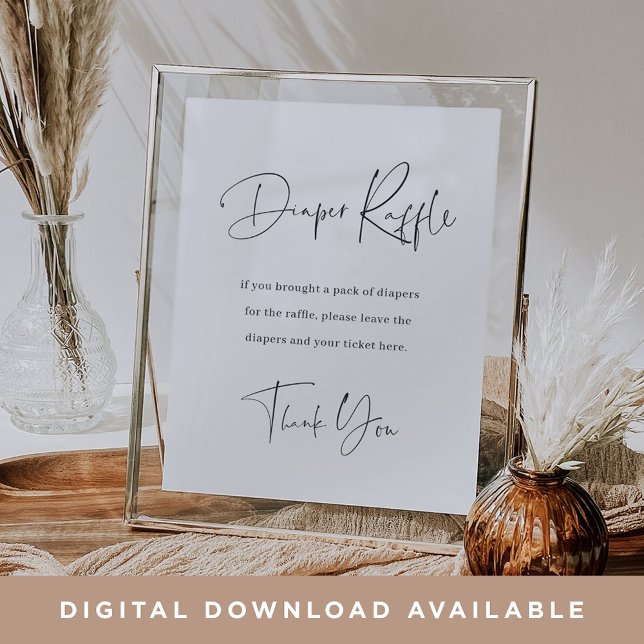 Poster Símbolo de Chá de fraldas de Raffle Fralda Minimal (Criador carregado)