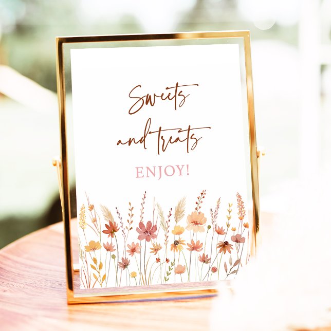 Poster Símbolo de Chá de fraldas do Boho Wildflower Sweet (Criador carregado)