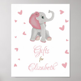 Poster Símbolo de Chá de fraldas do Elefante Rosa Blush O