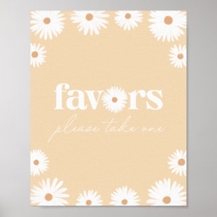 Poster Símbolo de Chá de fraldas Floral Boho Daisy Amarel
