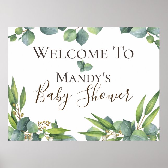 Poster Símbolo de Chá de fraldas Personalizado do Foliage (Frente)