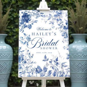 Poster Símbolo de Chá de panela da Chinoiserie Azul Elega