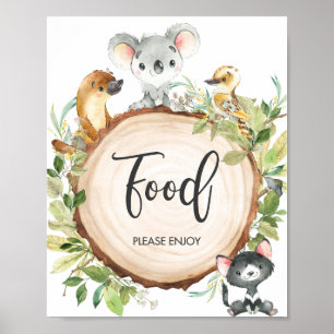 Poster Símbolo de Comida Chá de fraldas verde dos animais