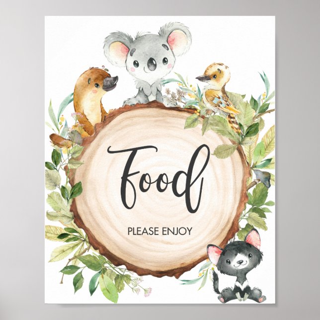 Poster Símbolo de Comida Chá de fraldas verde dos animais (Frente)