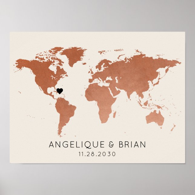 Poster Símbolo de Convidado Tema Viagem de Cobre em Casam (Frente)