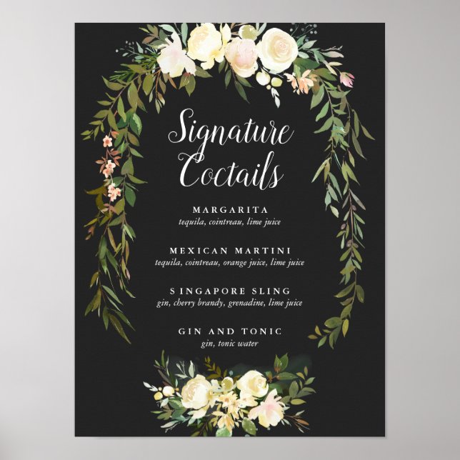 Poster Símbolo de coquetel de assinatura floral de WEDDIN (Frente)