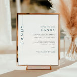 Poster Símbolo de doce Mitzvah, Bar Azul e Branco moderno<br><div class="desc">Mazel tov nesta ocasião especial! Torne a cerimônia do Bar do seu filho Mitzvah especial com este sinal de tabletop branco e azul de tipografia minimalista. Este cartaz dá uma explicação do porquê de lançarmos doces e instruções para os convidados.</div>