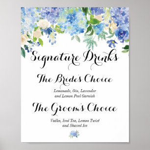 Poster Símbolo de Dor de Assinatura Floral Azul