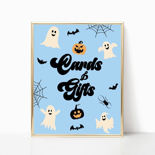 Poster Símbolo de dotes e cartões de halloween azuis (Criador carregado)