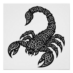 Pôster Símbolo de Escorpião — Tatuagem Zodiacal Mítica